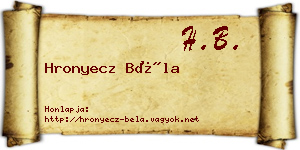 Hronyecz Béla névjegykártya